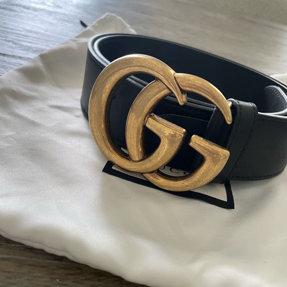 Gucci Double G Wide Leather Belt